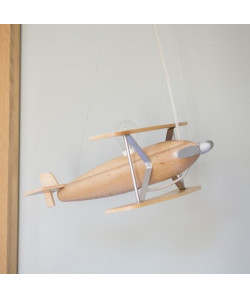 AVION Suspension tôle aluminium  40x40x60 cm  Bois hetre