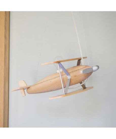 AVION Suspension tôle aluminium  40x40x60 cm  Bois hetre