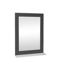Miroir de salle de bain 50 cm  Laqué gris brillant et blanc
