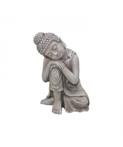 HOMEA Bouddha penseur déco 13x12xH19,5 cm creme