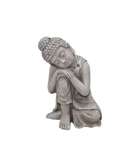 HOMEA Bouddha penseur déco 13x12xH19,5 cm creme