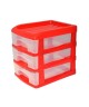 HOMEA Organiseur avec 3 mini tiroirs plastique 13x17x15,5 cm rouge