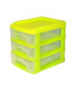 HOMEA Organiseur avec 3 mini tiroirs plastique 13x17x15,5 cm vert