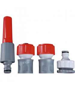 DIPRA Kit lance arrosage  raccords  Multijet  Plastique  Ř19 mm  Gris et rouge