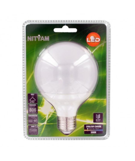 NITYAM Ampoule globe Led E27 10W équivalent a 60W