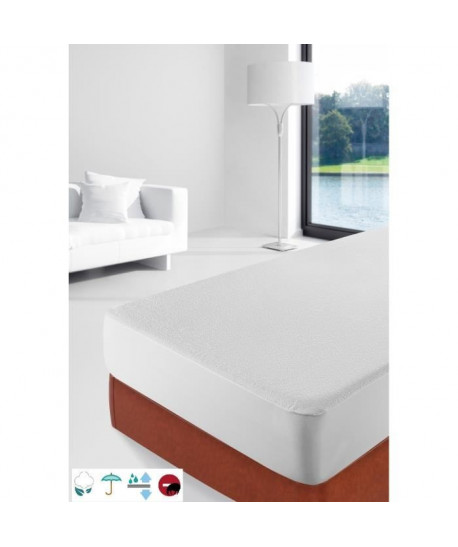 STIPI Protegematelas PU Respirant Imperméable 100% Coton 90x190 cm blanc