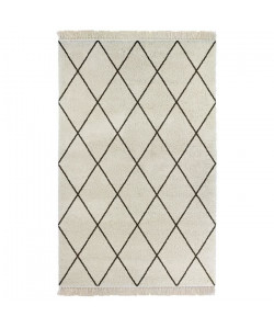 MOGADOR Tapis de salon berbere aspect laineux avec franges  100% Polypropylene  100 x 150 cm  Beige