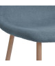 CHARLTON Lot de 4 chaises de salle a manger  Métal imprimé bois revetu de tissu bleu  Scandinave  L 43 x P 55 cm