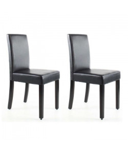 CLARA Lot de 2 Chaises de salle a manger  Simili marron  Classique  L 43 x P 45 cm