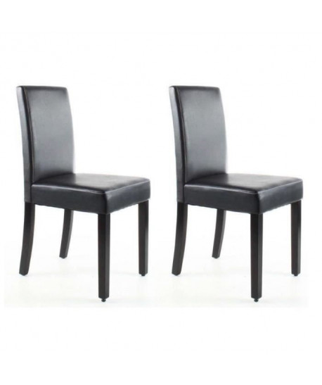 CLARA Lot de 2 Chaises de salle a manger  Simili marron  Classique  L 43 x P 45 cm