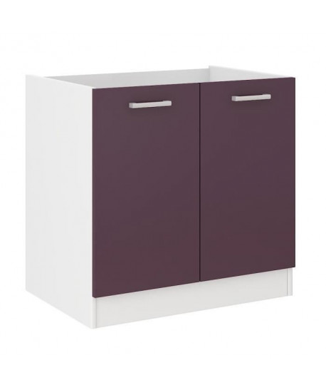 ULTRA Meuble bas de cuisine sous évier L 80 cm  Aubergine mat