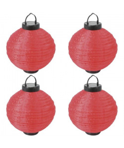 Lot de 4 Lampions solaires rouges