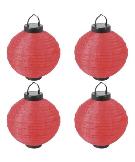 Lot de 4 Lampions solaires rouges