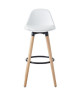 BRIT Tabouret de bar en bois hetre massif  Revetement simili blanc  Scandinave  Assise hauteur 70.5 cm