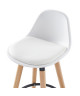 BRIT Tabouret de bar en bois hetre massif  Revetement simili blanc  Scandinave  Assise hauteur 70.5 cm