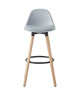 BRIT Tabouret de bar en bois hetre massif  Revetement simili gris  Scandinave  Assise hauteur 70.5cm