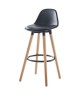 BRIT Tabouret de bar en bois hetre massif  Revetement simili noir  Scandinave  Assise hauteur 70.5cm