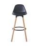 BRIT Tabouret de bar en bois hetre massif  Revetement simili noir  Scandinave  Assise hauteur 70.5cm