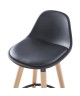 BRIT Tabouret de bar en bois hetre massif  Revetement simili noir  Scandinave  Assise hauteur 70.5cm