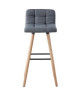 STINA Lot de bar 2 tabourets de bar en bois hetre massif  Revetement tissu gris anthracite  Scandinave  L 42 x P 49 cm