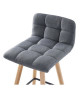 STINA Lot de bar 2 tabourets de bar en bois hetre massif  Revetement tissu gris anthracite  Scandinave  L 42 x P 49 cm