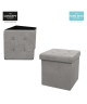 Pouf coffre de rangement pliable 37,5x37,5x37,5 cm  suédine Gris Clair