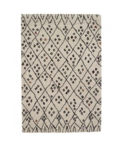 ASMA Tapis de salon style Berbere en polypropylene Heatset  120x170 cm  Beige et Noir