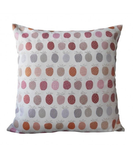 O\'CBO Coussin déhoussable TROPIC ANANAS 52x52 cm  Fuchsia et gris