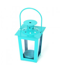 Lanterne carrée en métal 7,5x7,5x12cm  Turquoise