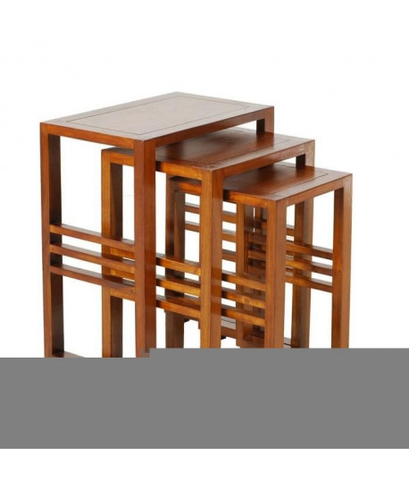 LOLA  Lot de 3 Tables gigogne ethnique en mindi  50,5 x 30 x 60 cm