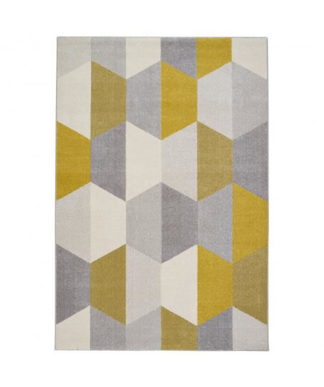 Tapis de salon Madrid style scandinave 160x230 cm gris et jaune