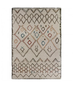 ASMA Tapis de salon style Berbere en polypropylene laineux  160x230 cm  Beige