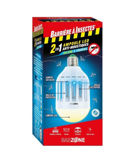 BARRIERE A INSECTES Etui 1 Ampoule LED Barzone antimoustiques 2en1