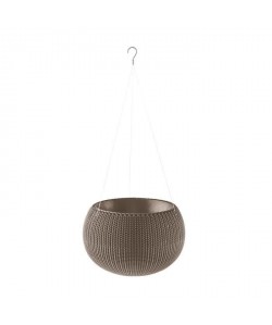 Pot de fleur aspect tricot  avec suspensions 36cm  Chocolat