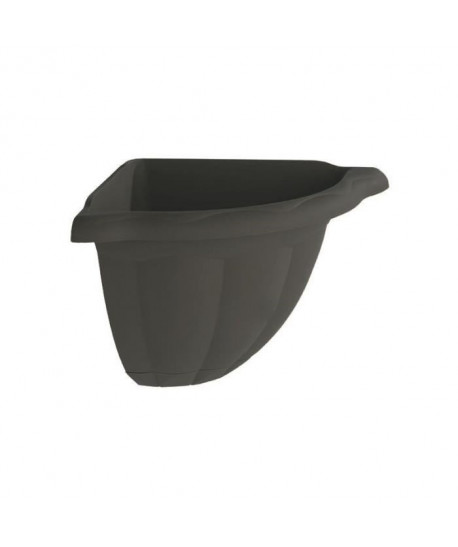 PLASTIKEN Pot quart de cercle 25 cm avec soucoupe intégrée  Anthracite