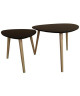 GALET 2 tables gigognes style contemporain noir laqué mat  L 60 x l 60 cm et L 40 x l 40 cm