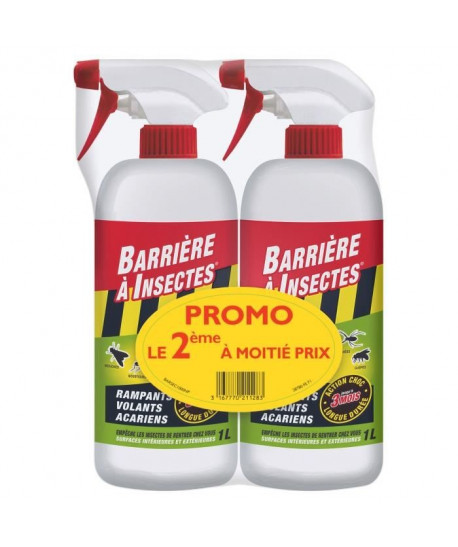 BARRIERE A INSECTES Insectes rampants, volants et acariens  Pret a l\'emploi  Lot PROMO de 2x1 L