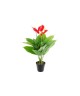 Pot de fleur et fleurs déco  PVC  58 cm  Rouge