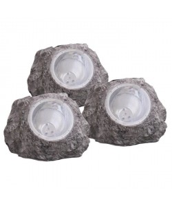 Globo Lighting Lot de 3 rochers solaire  Plastique gris  Plastique translucide  IP44