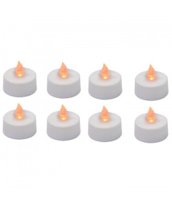 GRUNDIG Lot de 8 Bougies chauffeplat a piles avec flamme LED vacillante  3,7x3,7x3,7 cm  Blanc