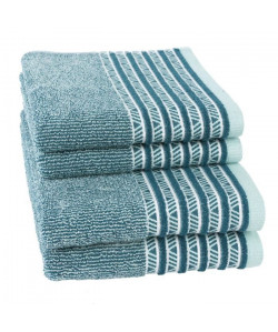 JULES CLARYSSE Lot de 2 serviettes  2 draps de bain IRIS  Bleu