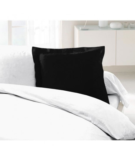 LOVELY HOME Lot de 2 Taies d\'Oreillers 100% coton 63x63 cm  Noir