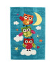 JIFU Tapis enfant 100x150cm Chouettes bleu