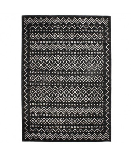 ASMA Tapis style Berbere en polypropylene Heatset  133x190 cm  Noir et Blanc