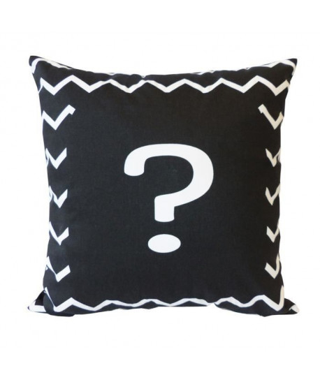 Coussin a message POINT INTERRO 38x38 cm noir et blanc