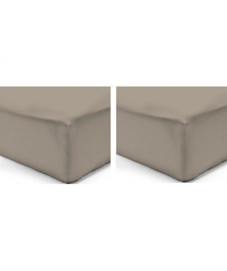 VISION Pack de 2 Draps Housse 100% coton 200x200 cm taupe