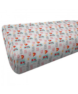 COTE DECO KIDS Fire Truck Drap Housse 100% Coton  90x200 cm