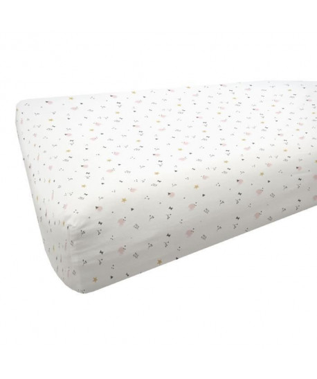 COTE DECO KIDS Drap Housse imprimé Chacha 100% coton  90x200 cm