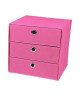 Cube de rangement intissé 3 tiroirs 31x29x31 cm Fuchsia