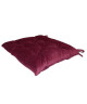 Galette de chaise velours 8 points 40x40 cm bordeaux